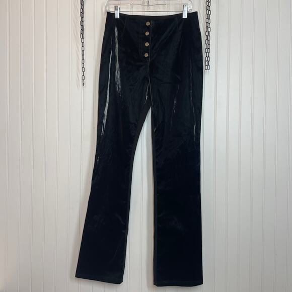 I Am GIA Castor PVC Vinyl Pants Snap Button Fly High Waist Bootcut Black Size M - Picture 1 of 8